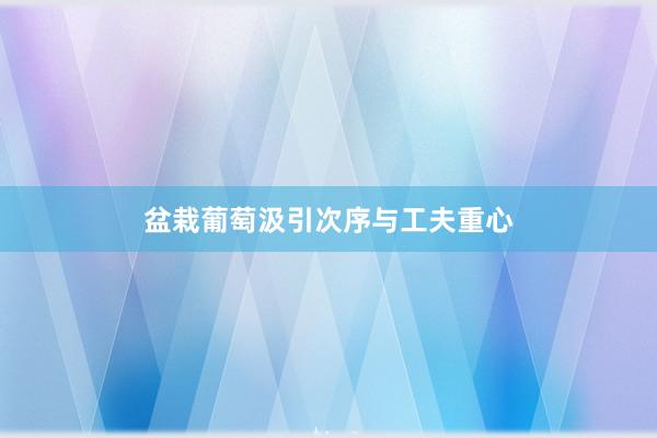 盆栽葡萄汲引次序与工夫重心