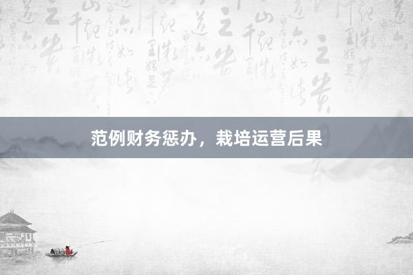 范例财务惩办，栽培运营后果